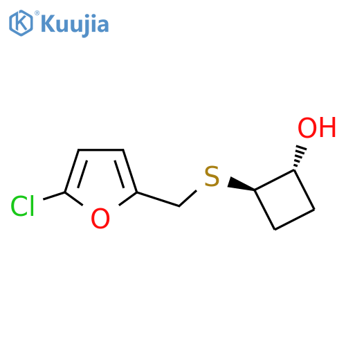rac-(1R,2R)-2-{(5-chlorofuran-2-yl)methylsulfanyl}cyclobutan-1-ol structure