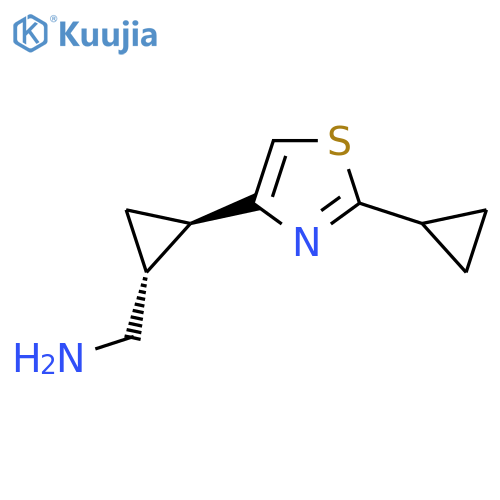 rac-(1R,2R)-2-(2-cyclopropyl-1,3-thiazol-4-yl)cyclopropylmethanamine structure