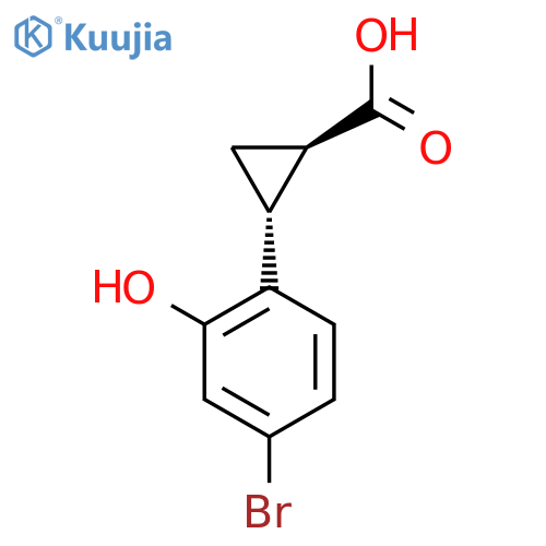 rac-(1R,2R)-2-(4-bromo-2-hydroxyphenyl)cyclopropane-1-carboxylic acid structure
