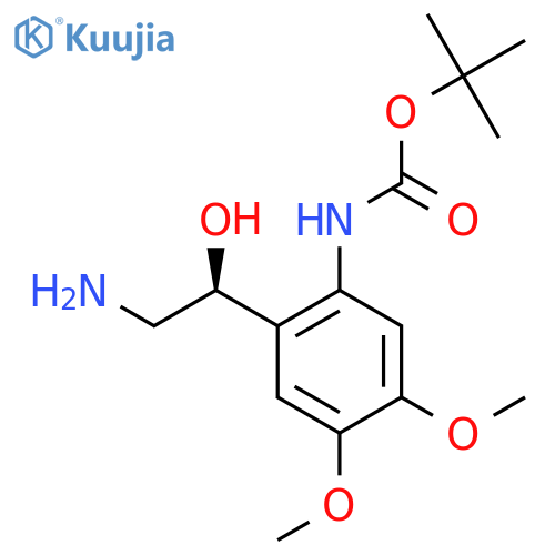 tert-butyl N-{2-(1S)-2-amino-1-hydroxyethyl-4,5-dimethoxyphenyl}carbamate structure