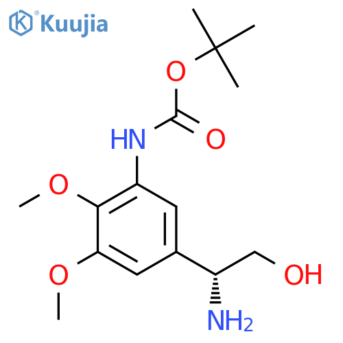 tert-butyl N-{5-(1R)-1-amino-2-hydroxyethyl-2,3-dimethoxyphenyl}carbamate structure