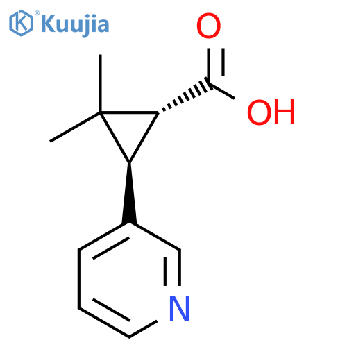 rac-(1R,3R)-2,2-dimethyl-3-(pyridin-3-yl)cyclopropane-1-carboxylic acid structure