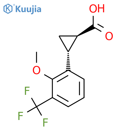 rac-(1R,2R)-2-2-methoxy-3-(trifluoromethyl)phenylcyclopropane-1-carboxylic acid structure