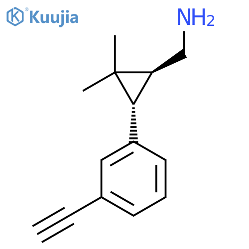 rac-(1R,3R)-3-(3-ethynylphenyl)-2,2-dimethylcyclopropylmethanamine structure