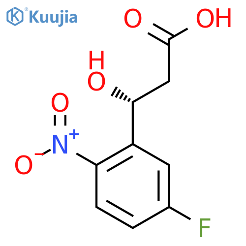 (3R)-3-(5-fluoro-2-nitrophenyl)-3-hydroxypropanoic acid structure