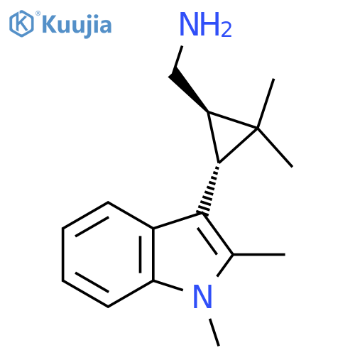 rac-(1R,3R)-3-(1,2-dimethyl-1H-indol-3-yl)-2,2-dimethylcyclopropylmethanamine structure