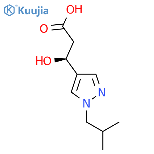 (3S)-3-hydroxy-3-1-(2-methylpropyl)-1H-pyrazol-4-ylpropanoic acid structure