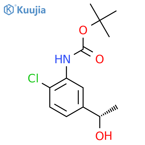 tert-butyl N-{2-chloro-5-(1S)-1-hydroxyethylphenyl}carbamate structure
