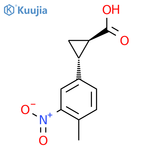 rac-(1R,2R)-2-(4-methyl-3-nitrophenyl)cyclopropane-1-carboxylic acid structure