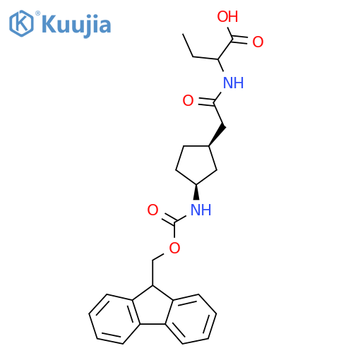 rac-2-{2-(1R,3S)-3-({(9H-fluoren-9-yl)methoxycarbonyl}amino)cyclopentylacetamido}butanoic acid structure