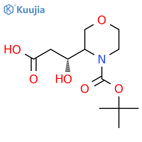 (3R)-3-{4-(tert-butoxy)carbonylmorpholin-3-yl}-3-hydroxypropanoic acid structure