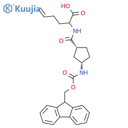 rac-2-{(1R,3S)-3-({(9H-fluoren-9-yl)methoxycarbonyl}amino)cyclopentylformamido}hex-5-enoic acid structure