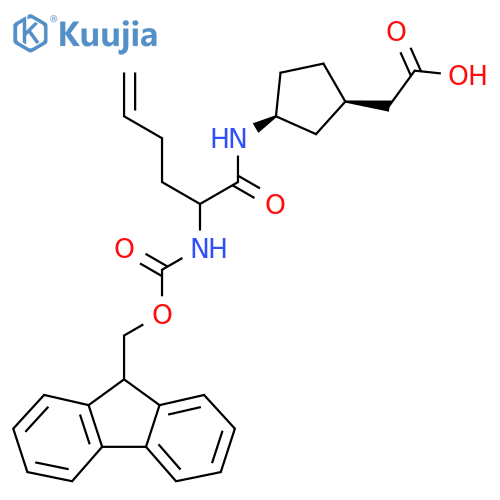 rac-2-(1R,3S)-3-2-({(9H-fluoren-9-yl)methoxycarbonyl}amino)hex-5-enamidocyclopentylacetic acid structure