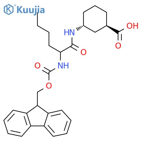 rac-(1R,3R)-3-2-({(9H-fluoren-9-yl)methoxycarbonyl}amino)hexanamidocyclohexane-1-carboxylic acid structure