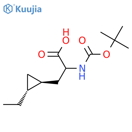 rac-2-{(tert-butoxy)carbonylamino}-3-(1R,2S)-2-ethylcyclopropylpropanoic acid structure