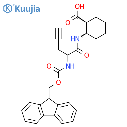 rac-(1R,2S)-2-2-({(9H-fluoren-9-yl)methoxycarbonyl}amino)pent-4-ynamidocyclohexane-1-carboxylic acid structure