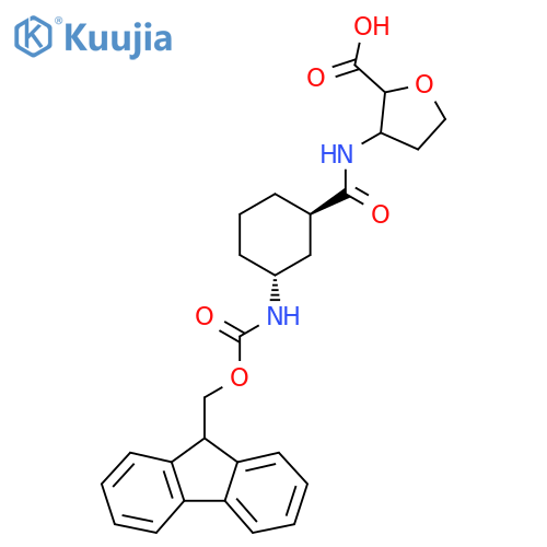 rac-3-(1R,3R)-3-({(9H-fluoren-9-yl)methoxycarbonyl}amino)cyclohexaneamidooxolane-2-carboxylic acid structure
