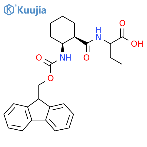 rac-2-{(1R,2S)-2-({(9H-fluoren-9-yl)methoxycarbonyl}amino)cyclohexylformamido}butanoic acid structure