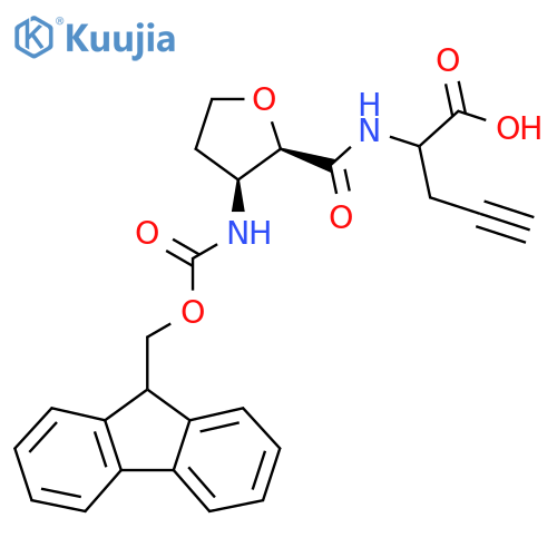 rac-2-{(2R,3S)-3-({(9H-fluoren-9-yl)methoxycarbonyl}amino)oxolan-2-ylformamido}pent-4-ynoic acid structure