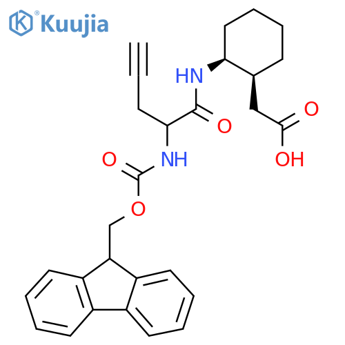 rac-2-(1R,2R)-2-2-({(9H-fluoren-9-yl)methoxycarbonyl}amino)pent-4-ynamidocyclohexylacetic acid structure
