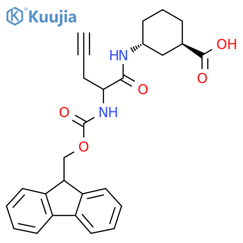 rac-(1R,3R)-3-2-({(9H-fluoren-9-yl)methoxycarbonyl}amino)pent-4-ynamidocyclohexane-1-carboxylic acid structure