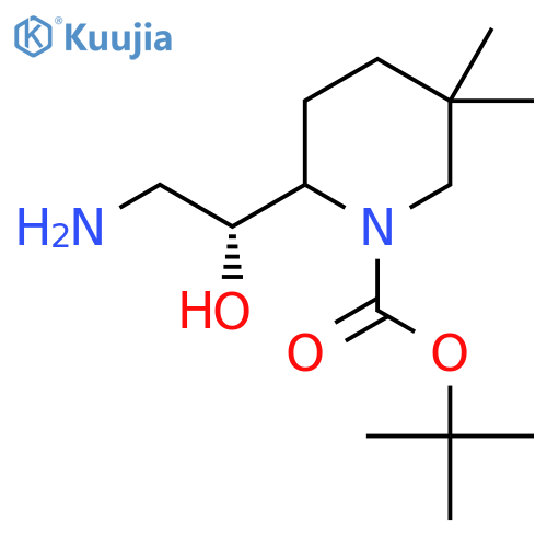 tert-butyl 2-(1R)-2-amino-1-hydroxyethyl-5,5-dimethylpiperidine-1-carboxylate structure