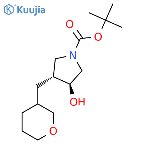 rac-tert-butyl (3R,4S)-3-hydroxy-4-(oxan-3-yl)methylpyrrolidine-1-carboxylate structure
