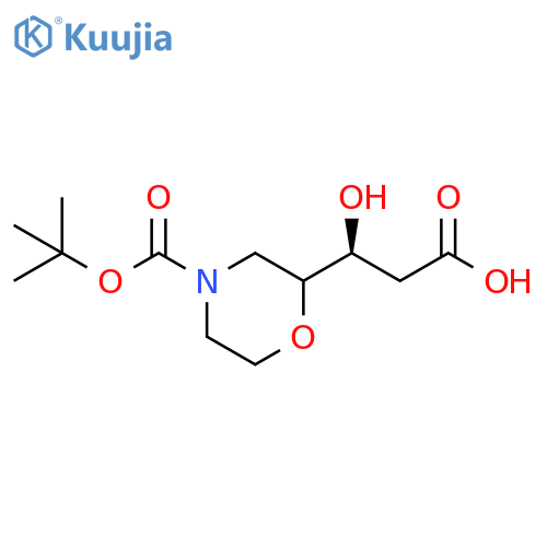 (3S)-3-{4-(tert-butoxy)carbonylmorpholin-2-yl}-3-hydroxypropanoic acid structure