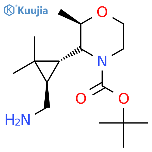 tert-butyl (2R)-3-(1RS,3RS)-3-(aminomethyl)-2,2-dimethylcyclopropyl-2-methylmorpholine-4-carboxylate structure