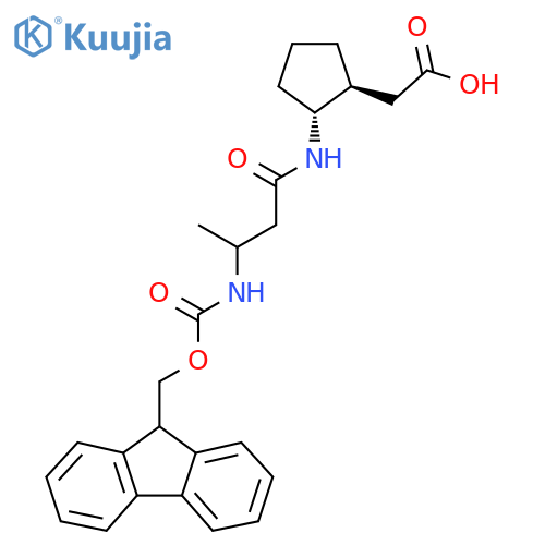 rac-2-(1R,2S)-2-3-({(9H-fluoren-9-yl)methoxycarbonyl}amino)butanamidocyclopentylacetic acid structure