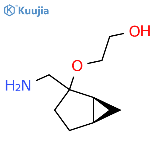 rac-2-{(1S,5R)-2-(aminomethyl)bicyclo3.1.0hexan-2-yloxy}ethan-1-ol structure