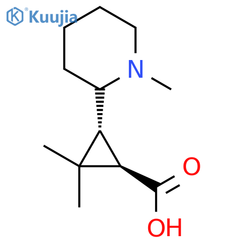 rac-(1R,3R)-2,2-dimethyl-3-(1-methylpiperidin-2-yl)cyclopropane-1-carboxylic acid structure