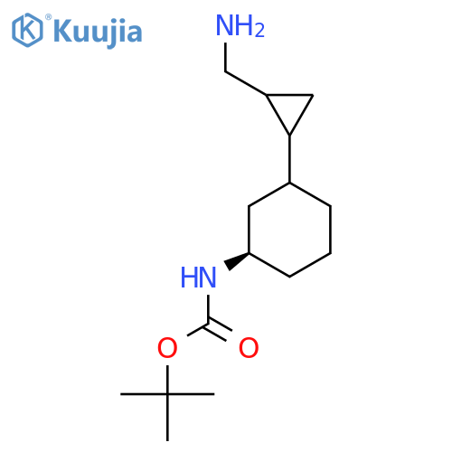 tert-butyl N-(1R)-3-2-(aminomethyl)cyclopropylcyclohexylcarbamate structure