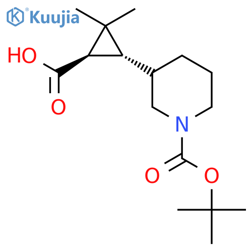 rac-(1R,3R)-3-{1-(tert-butoxy)carbonylpiperidin-3-yl}-2,2-dimethylcyclopropane-1-carboxylic acid structure