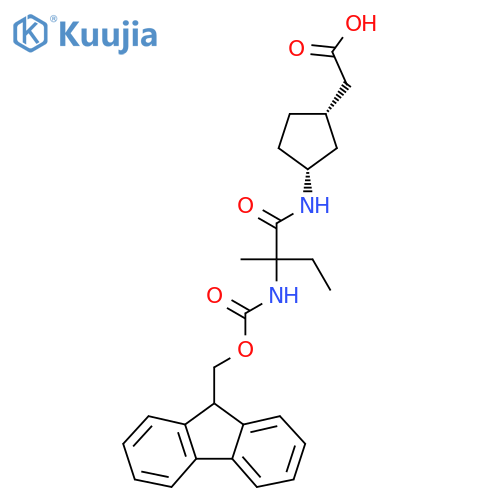 rac-2-(1R,3S)-3-2-({(9H-fluoren-9-yl)methoxycarbonyl}amino)-2-methylbutanamidocyclopentylacetic acid structure