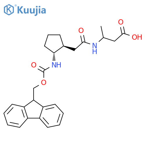 rac-3-{2-(1R,2S)-2-({(9H-fluoren-9-yl)methoxycarbonyl}amino)cyclopentylacetamido}butanoic acid structure