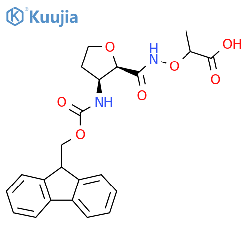 rac-2-({(2R,3S)-3-({(9H-fluoren-9-yl)methoxycarbonyl}amino)oxolan-2-ylformamido}oxy)propanoic acid structure
