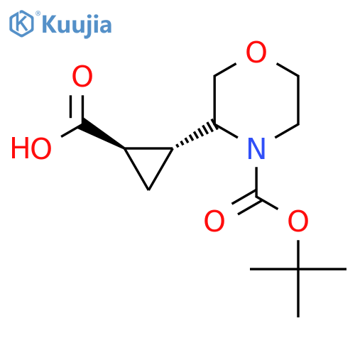 rac-(1R,2R)-2-{4-(tert-butoxy)carbonylmorpholin-3-yl}cyclopropane-1-carboxylic acid structure