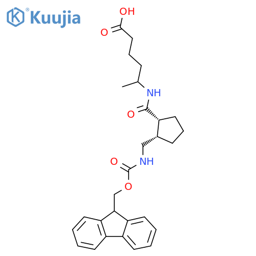 rac-5-{(1R,2S)-2-({(9H-fluoren-9-yl)methoxycarbonyl}amino)methylcyclopentylformamido}hexanoic acid structure