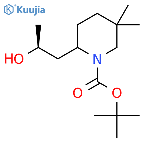 tert-butyl 2-(2S)-2-hydroxypropyl-5,5-dimethylpiperidine-1-carboxylate structure