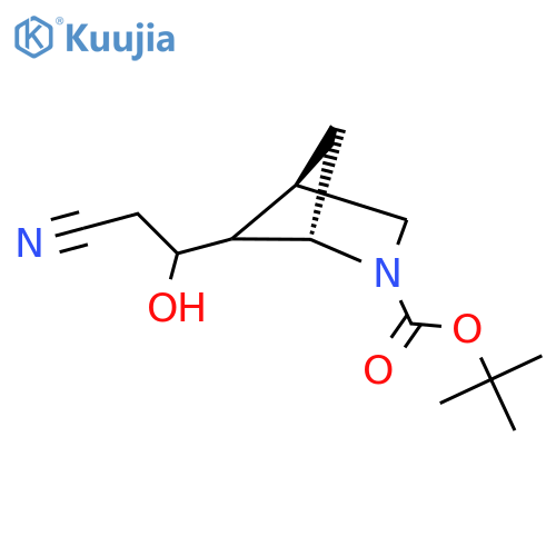 tert-butyl (1S,4R)-5-(2-cyano-1-hydroxyethyl)-2-azabicyclo2.1.1hexane-2-carboxylate structure