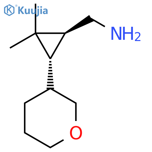 rac-(1R,3S)-2,2-dimethyl-3-(oxan-3-yl)cyclopropylmethanamine structure