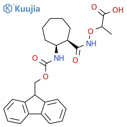rac-2-({(1R,2S)-2-({(9H-fluoren-9-yl)methoxycarbonyl}amino)cycloheptylformamido}oxy)propanoic acid structure