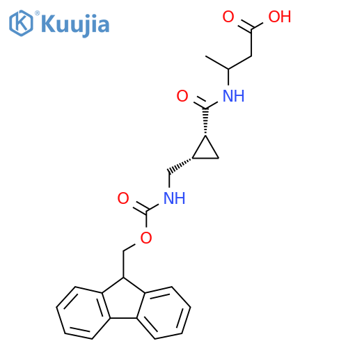 rac-3-{(1R,2S)-2-({(9H-fluoren-9-yl)methoxycarbonyl}amino)methylcyclopropylformamido}butanoic acid structure