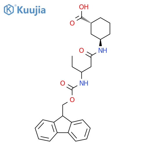 rac-(1R,3R)-3-3-({(9H-fluoren-9-yl)methoxycarbonyl}amino)pentanamidocyclohexane-1-carboxylic acid structure