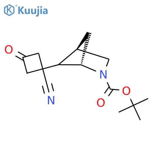 tert-butyl (1S,4R)-5-(1-cyano-3-oxocyclobutyl)-2-azabicyclo2.1.1hexane-2-carboxylate structure