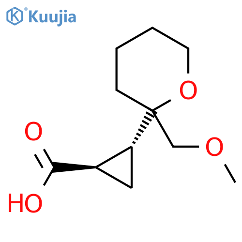 rac-(1R,2R)-2-2-(methoxymethyl)oxan-2-ylcyclopropane-1-carboxylic acid structure