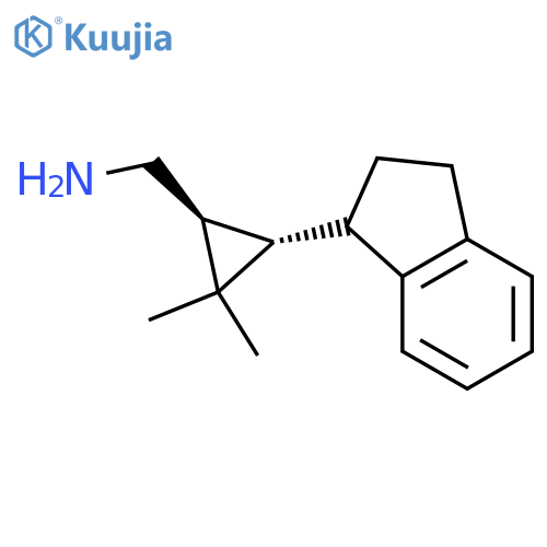 rac-(1R,3R)-3-(2,3-dihydro-1H-inden-1-yl)-2,2-dimethylcyclopropylmethanamine structure