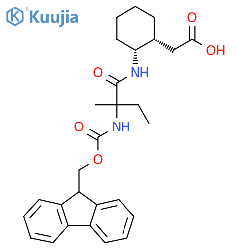 rac-2-(1R,2R)-2-2-({(9H-fluoren-9-yl)methoxycarbonyl}amino)-2-methylbutanamidocyclohexylacetic acid structure