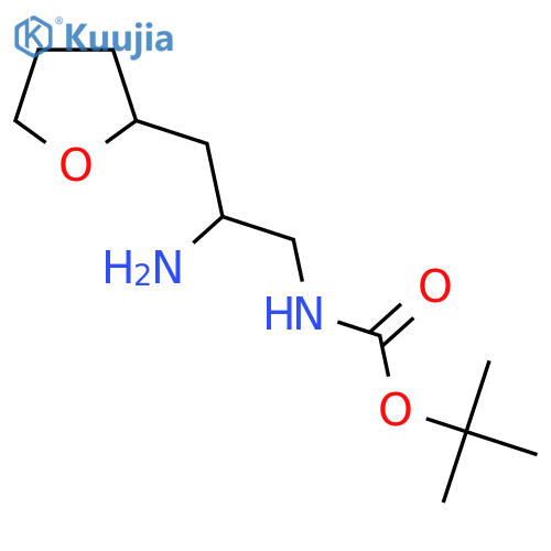 tert-butyl N-2-amino-3-(oxolan-2-yl)propylcarbamate structure